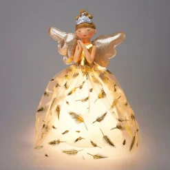 Ange de Noël lumineux à piles (H36 cm) Mendhy plumage Blanc