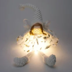 Ange de Noël lumineux à piles (H60 cm) Gladys plumage Blanc