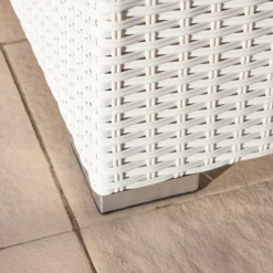 Banquette en résine tressée 2 places Palma Blanc et beige