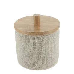 Boite à coton avec couvercle (D10 cm) effet Maille Beige