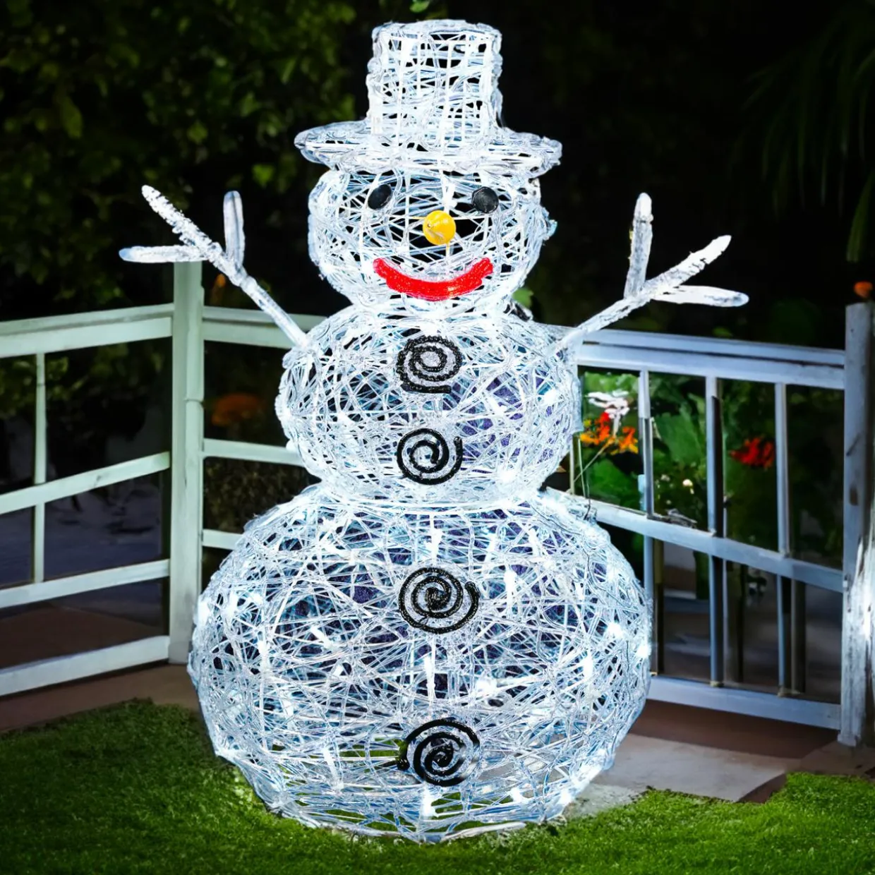 Bonhomme de neige lumineux 96 LED (H60 cm) Edmond Blanc froid