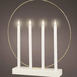 Bougeoir lumineux à piles 4 LED (H40 cm) Cercle Blanc chaud
