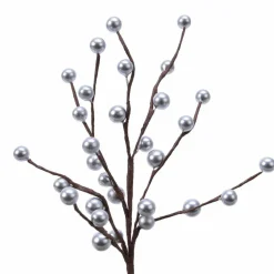 Branche de baies laquées (26 cm) Glace d'argent