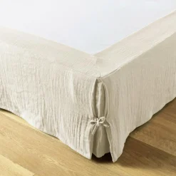Cache-sommier Gaze de coton (140 x 190 cm) Gaïa Beige pampa