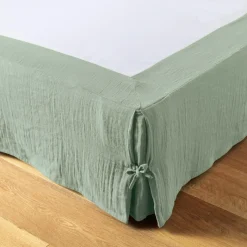 Cache-sommier Gaze de coton (160 x 200 cm) Gaïa Vert eucalyptus