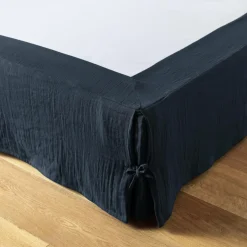 Cache-sommier Gaze de coton (140 x 190 cm) Gaïa Bleu nuit