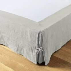 Cache-sommier Gaze de coton (180 x 200 cm) Gaïa Gris nuage