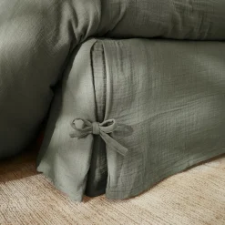Cache-sommier Gaze de coton (160 x 200 cm) Gaïa Vert romarin