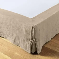 Cache-sommier Gaze de coton (160 x 200 cm) Gaïa Ficelle