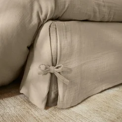 Cache-sommier Gaze de coton (90 x 190 cm) Gaïa Ficelle