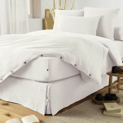 Cache-sommier Gaze de coton (90 x 190 cm) Gaïa Blanc chantilly