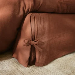 Cache-sommier Gaze de coton (140 x 190 cm) Gaïa Terracotta