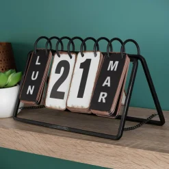 Calendrier à poser en métal (H14 cm ) Vintage Noir