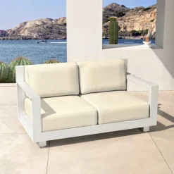 Canapé de jardin en aluminium 2 places Elba Blanc et beige