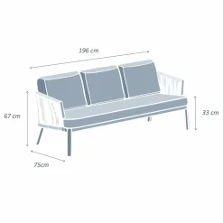 Canapé de jardin en aluminium 3 places Amalfi Gris anthracite et gris clair