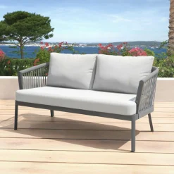 Canapé de jardin en aluminium 2 places Amalfi Gris anthracite et gris clair