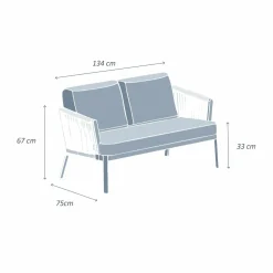 Canapé de jardin en aluminium 2 places Amalfi Gris anthracite et gris clair