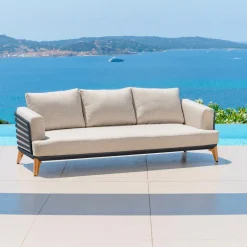 Canapé de jardin en aluminium 3 places Monte Carlo Gris anthracite et taupe