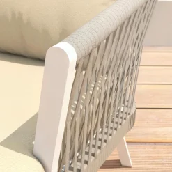 Canapé de jardin en aluminium 3 places Amalfi Blanc et beige