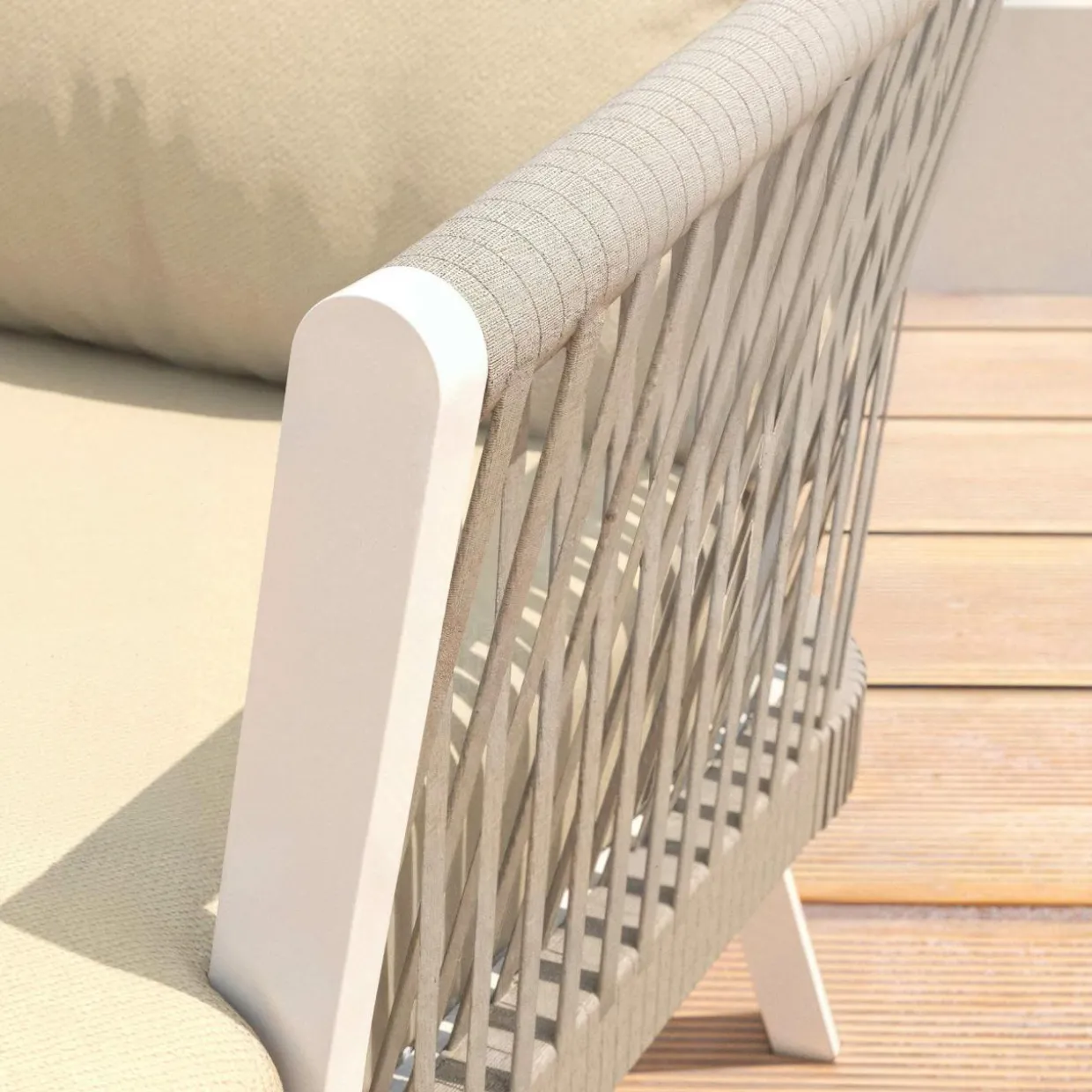 Canapé de jardin en aluminium 3 places Amalfi Blanc et beige