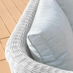 Canapé de jardin en résine tressée 2 places Calvi Blanc et gris clair