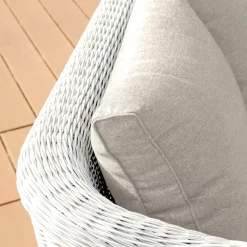 Canapé de jardin en résine tressée 2 places Calvi Blanc et taupe