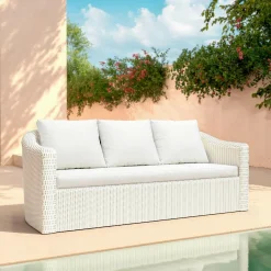 Canapé de jardin en résine tressée 3 places Calvi Blanc