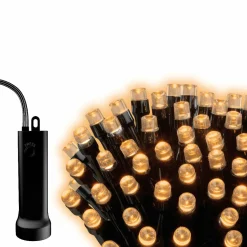 Cascade lumineuse à piles 2 m 512 LED câble noir Durawise Blanc chaud