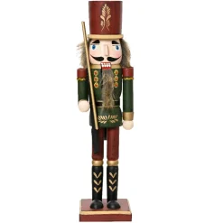 Casse-noisette en bois (H38 cm) Timothé la royauté Vert et bordeaux