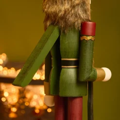 Casse-noisette en bois (H38 cm) Timothé la royauté Vert et bordeaux