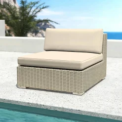 Chauffeuse de jardin en résine tressée Palma Gris et beige