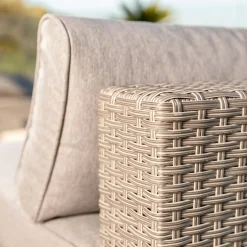 Chauffeuse de jardin en résine tressée Palma Gris et taupe
