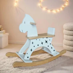 Cheval à bascule bois (H53 cm) Stars Blanc