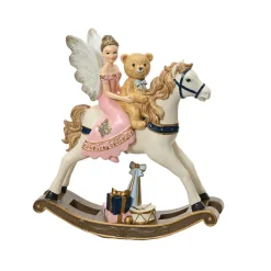 Cheval à Bascule (H20 cm) Fée et ourson de Noël