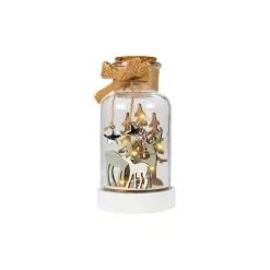 Cloche en verre lumineuse à piles 10 LED (H17 cm) Magie de Noël