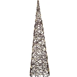 Cône lumineux 160 Micro LED (H90 cm) Résine tressée Brun/Blanc chaud