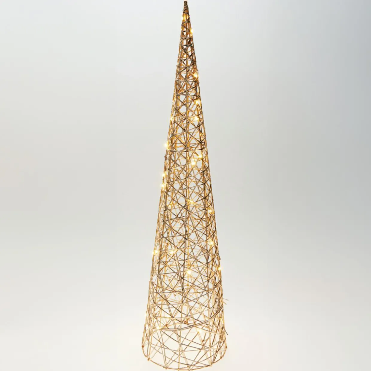 Cône lumineux sur piles 40 micro LED (H80 cm) Éclats Blanc chaud