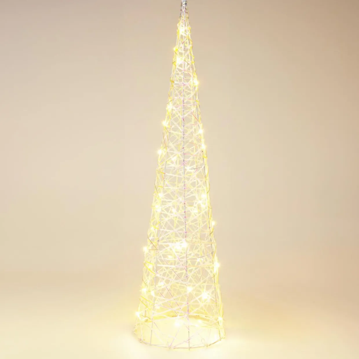Cône lumineux sur piles 30 micro LED (H60 cm) Éclats Blanc chaud