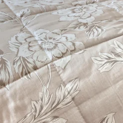 Couette imprimée et deux taies d'oreiller coton (200 x 200 cm) Lara Beige