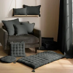 Coussin carré coton (40 x 40 cm) Pixel Gris anthracite