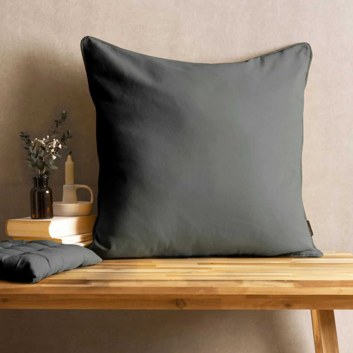 Coussin carré coton (60 x 60 cm) Pixel Gris anthracite