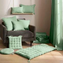 Coussin carré coton (60 x 60 cm) Pixel Vert menthe