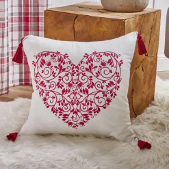 Coussin carré coton (40 x 40 cm) Megeve Rouge