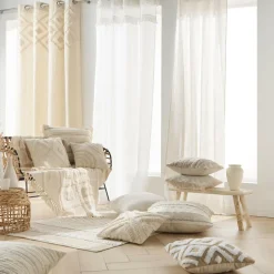Coussin carré coton tissé (60 x 60 cm) Santos Beige