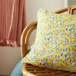 Coussin carré gaze de coton (45 x 45 cm) Abigaël Jaune