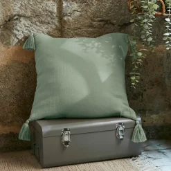 Coussin carré gaze de coton (40 x 40 cm) Gaïa Vert eucalyptus