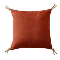 Coussin carré lin lavé (45 cm) Louise Terracotta