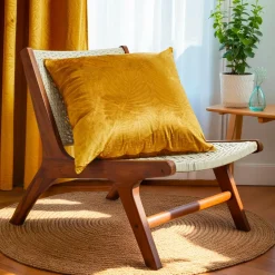 Coussin carré velours (60 x 60 cm) Fern Jaune ocre