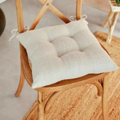 Coussin de chaise carré (38 x 38 cm) Clem Beige lin