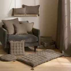 Coussin de chaise carré coton (40 x 40 cm) Pixel Taupe